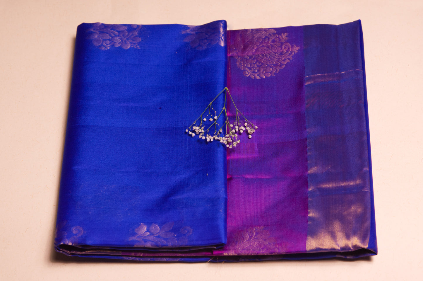 Blue and Purple Kanjivaram Pure Silk Saree