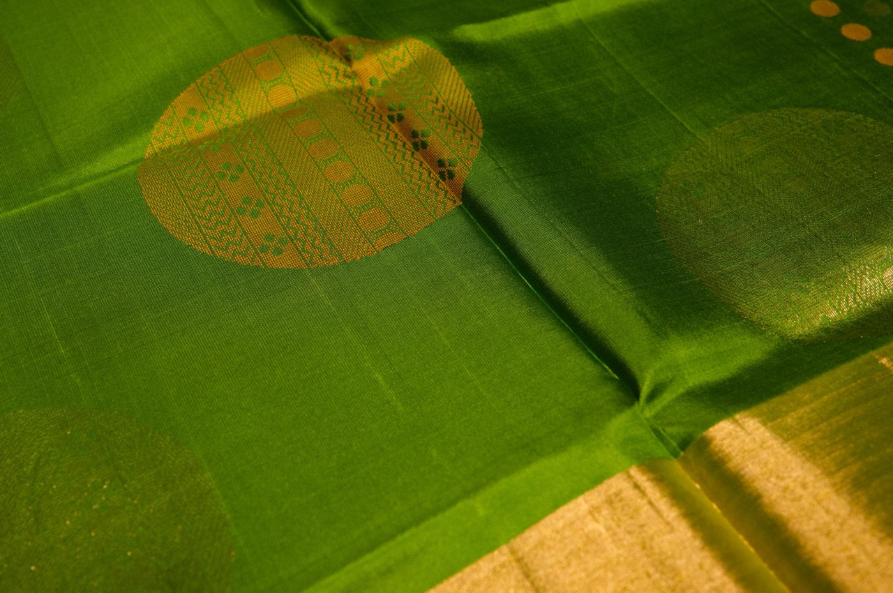 Green and Yellow Kanjivaram Pure Silk Saree