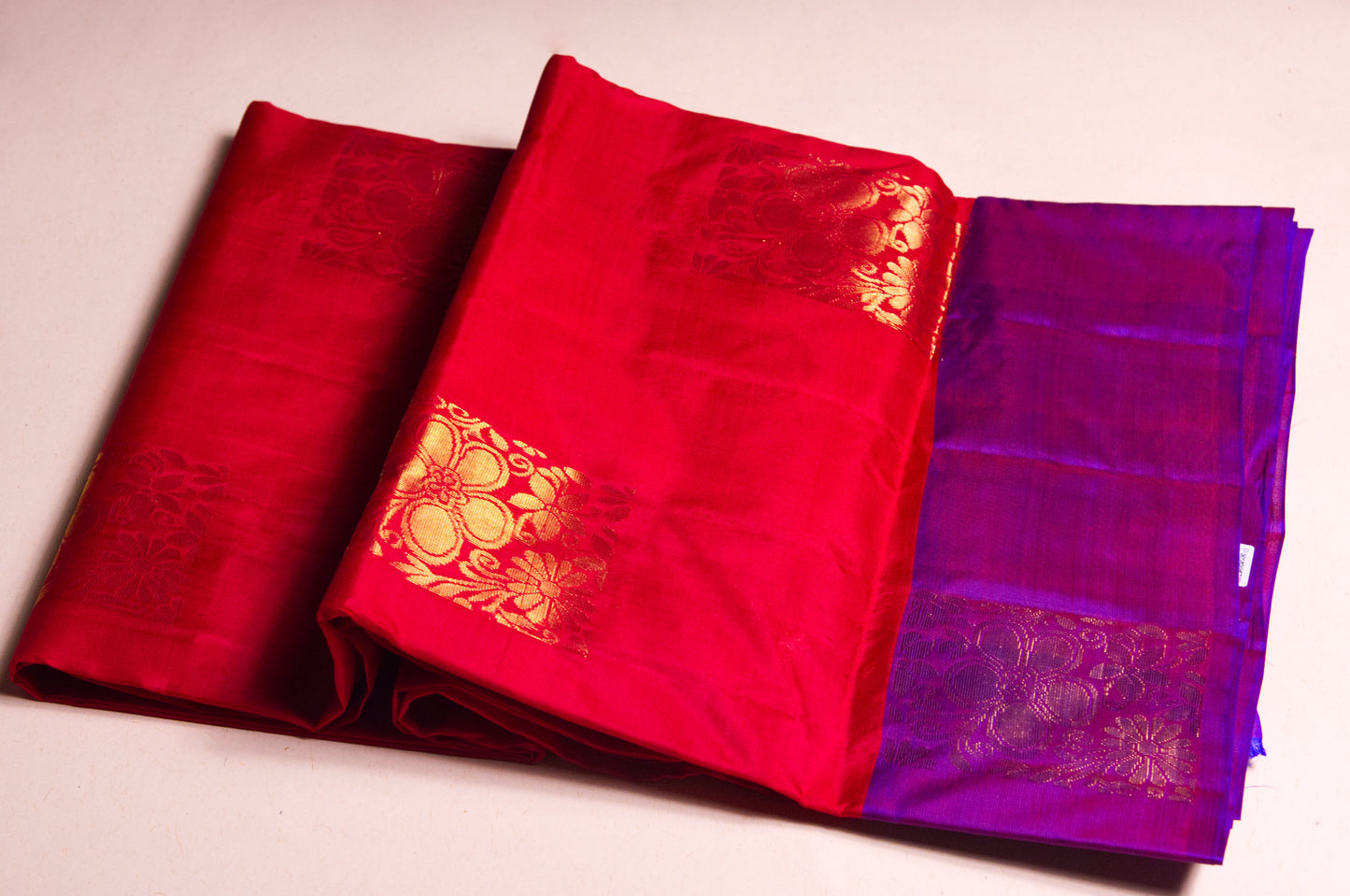 Red and Purple Kanjivaram Pure Silk Saree