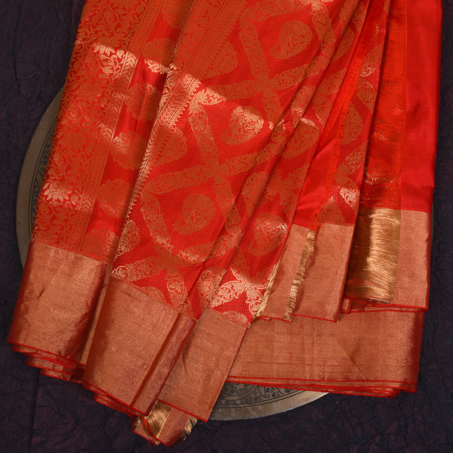 Red Kanjivaram Silk Saree with Gold Border