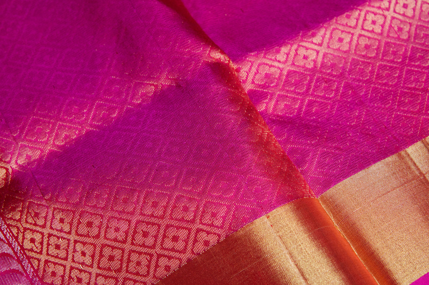 Yellow and Rani Kanjivaram Pure Silk