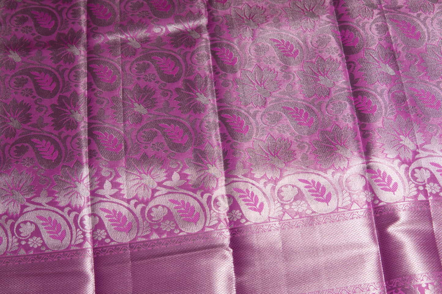 Dirty Pink Zari Warp Kanjivaram Pure Silk Saree