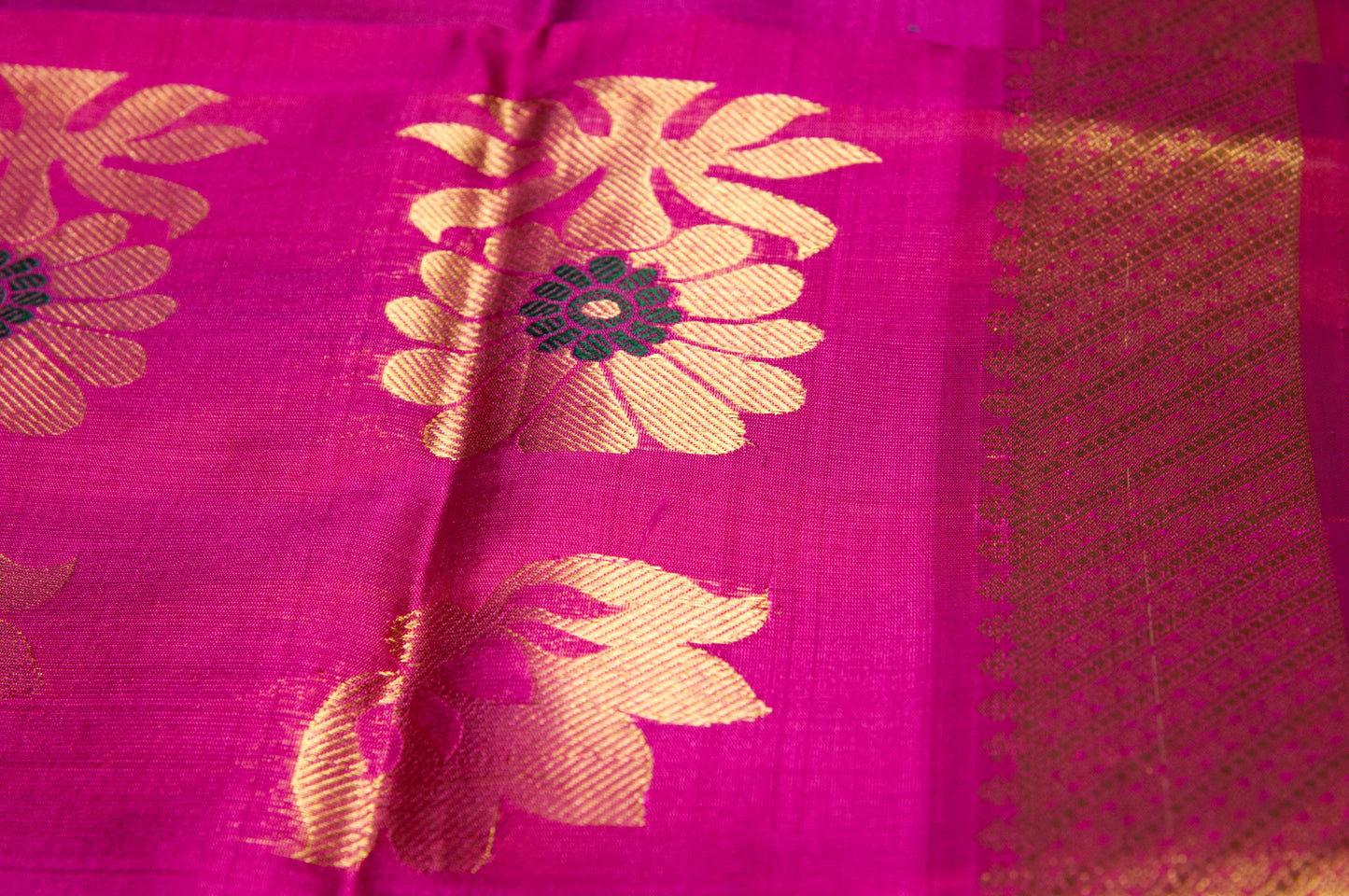 Blue with Rani Blouse Pure Silk Kanjivaram Saree