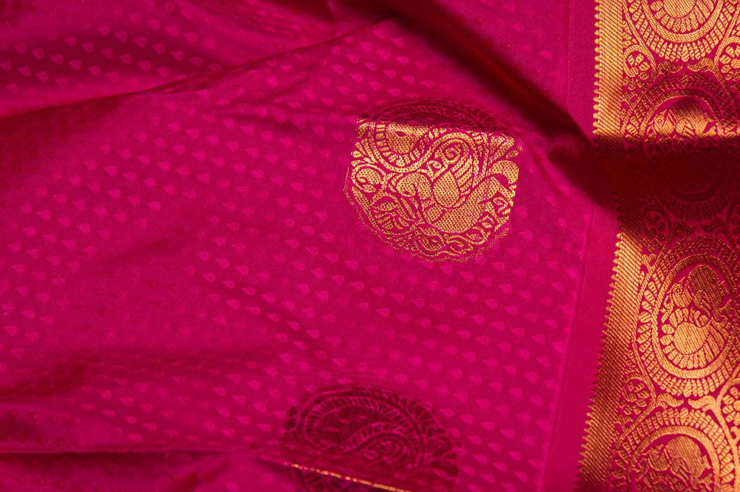 Blue and Pink Kanjivaram Soft Silk Saree