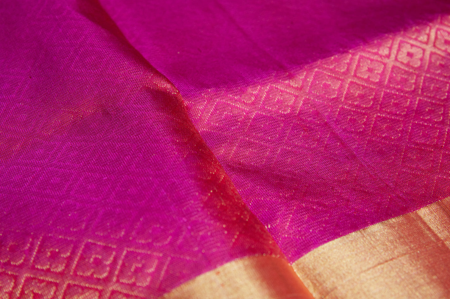 Yellow and Rani Kanjivaram Pure Silk
