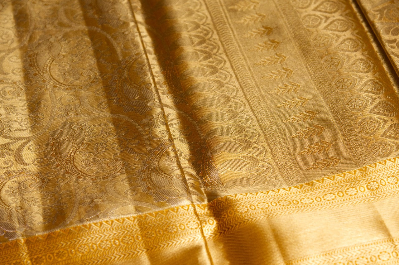 Yellow and Gold Kanjivaram Pure Silk Saree