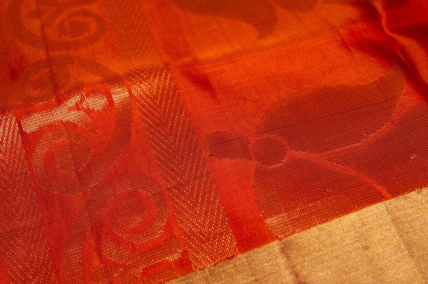 Blue and Orange Pure Kanjivaram Silk Saree