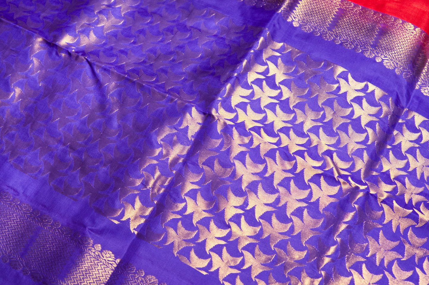 Red and Purple Kanjivaram Pure Silk Saree