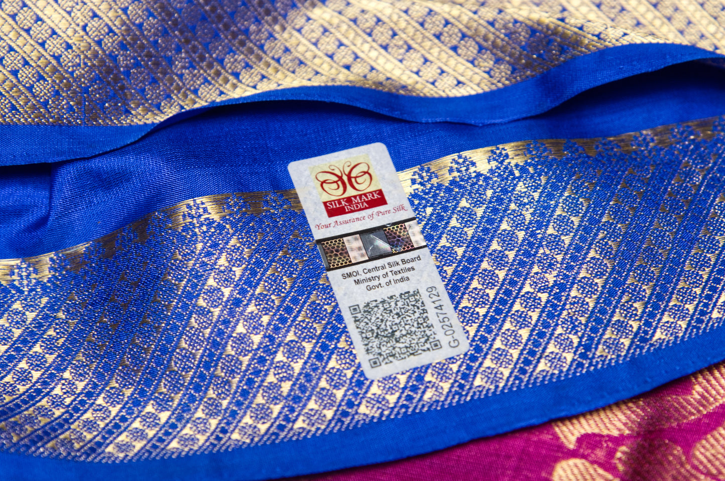 Blue with Rani Blouse Pure Silk Kanjivaram Saree