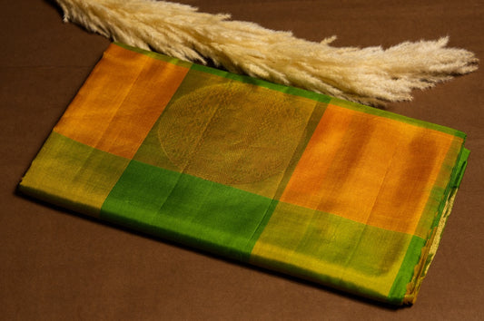 Green and Yellow Kanjivaram Pure Silk Saree