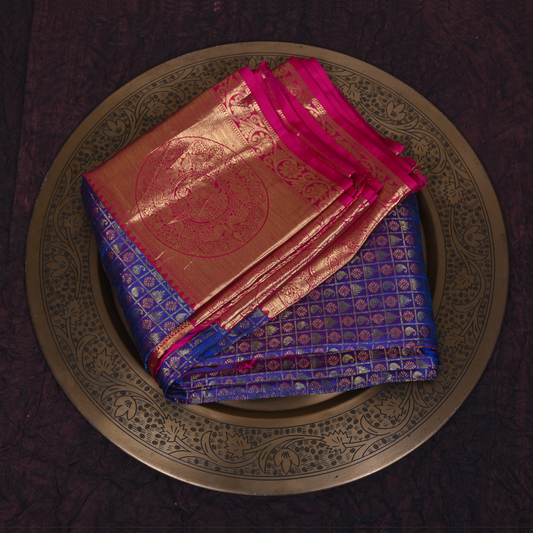 Pure Silk Blue Kanjivaram Saree