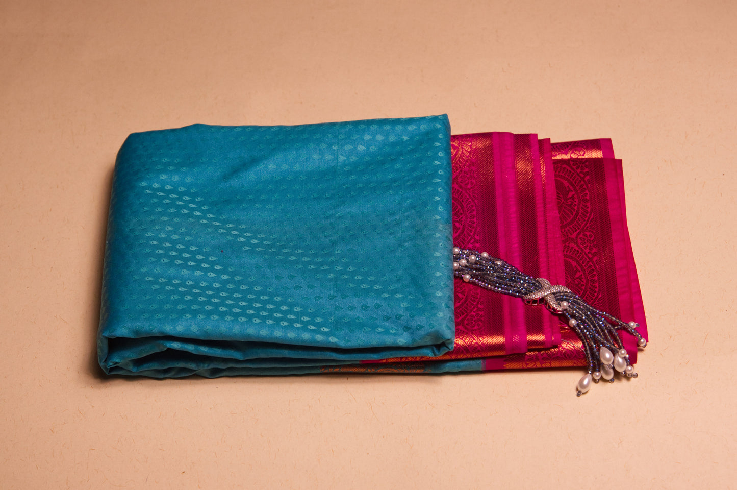 Blue and Pink Kanjivaram Soft Silk Saree