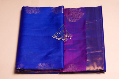 Blue and Purple Kanjivaram Pure Silk Saree