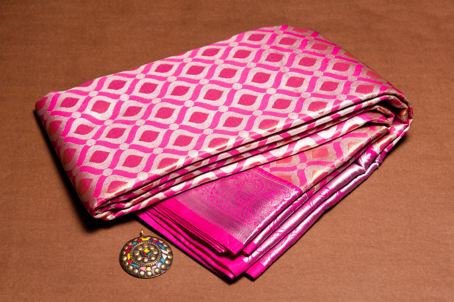 Pink Kanjivaram Zari Warp Designer Handloom Silk Saree