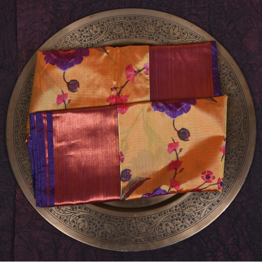 Floral Purple Silk Kanjivaram Saree