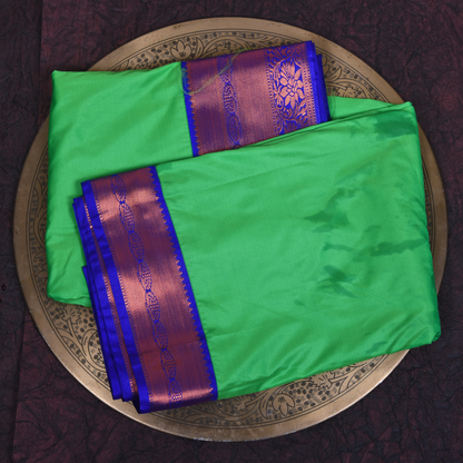 Green Kanjivaram Silk Saree with Purple Border