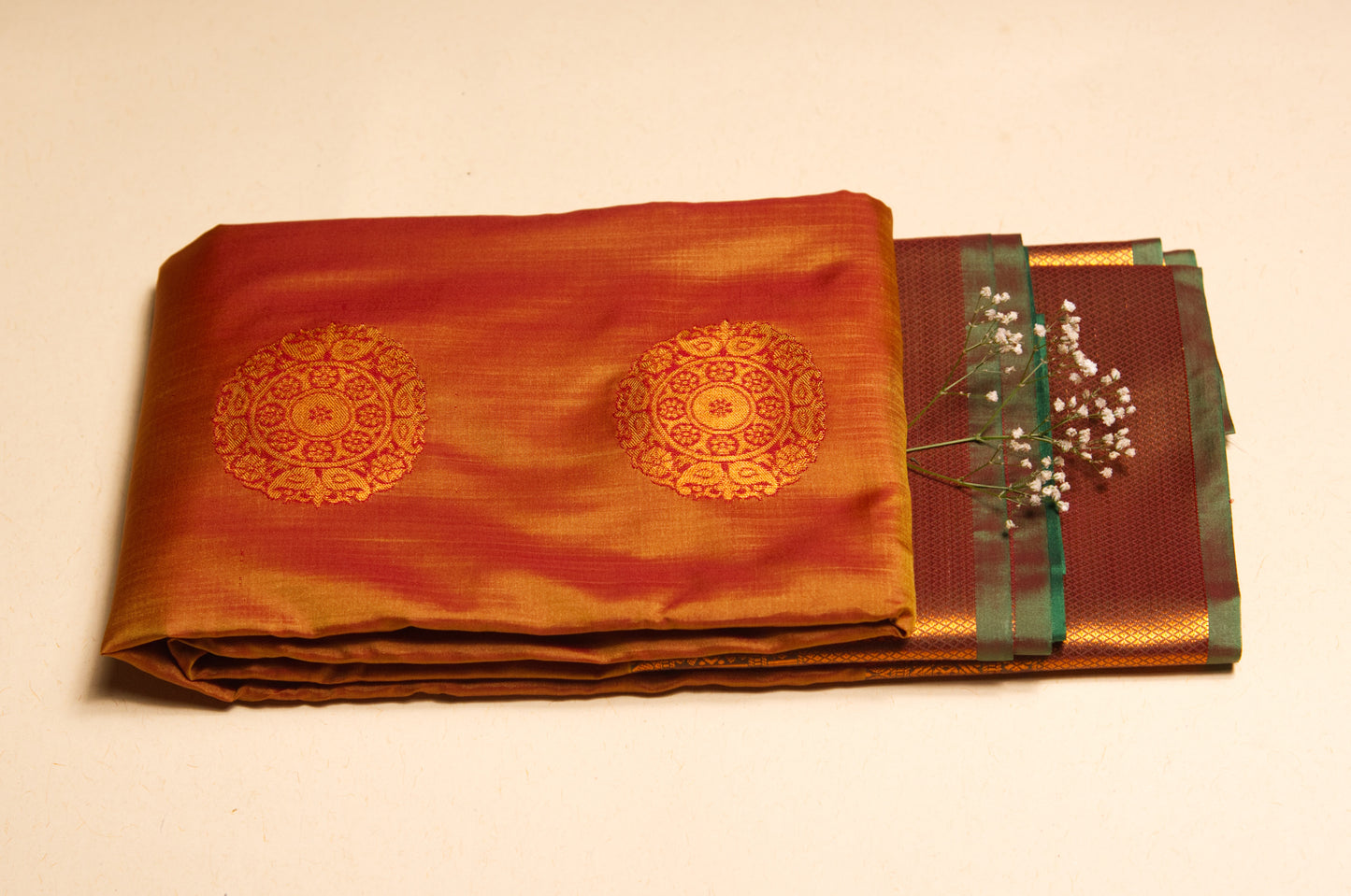 Green Copper Kanjivaram Soft Silk Saree