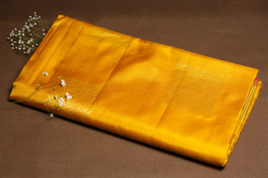 Yellow and Rani Kanjivaram Pure Silk