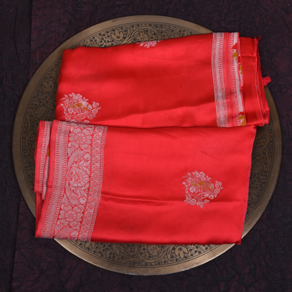 Light Red Satin Silk Saree