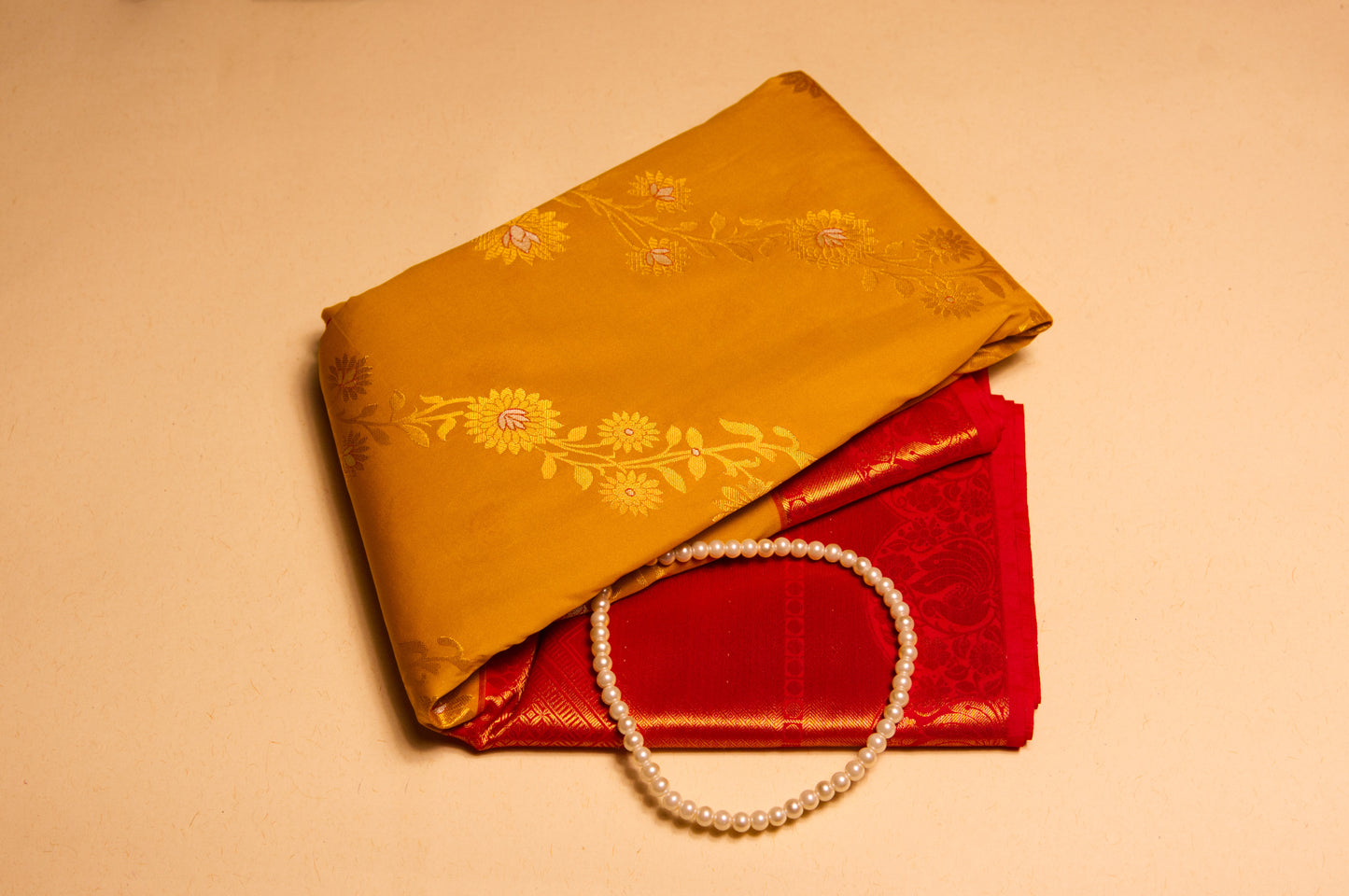 Yellow and Red Rani Kanjivaram Semi Silk Saree