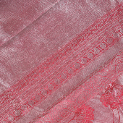 Pure Silk Pink Kanjivaram Saree With Silver Highlights