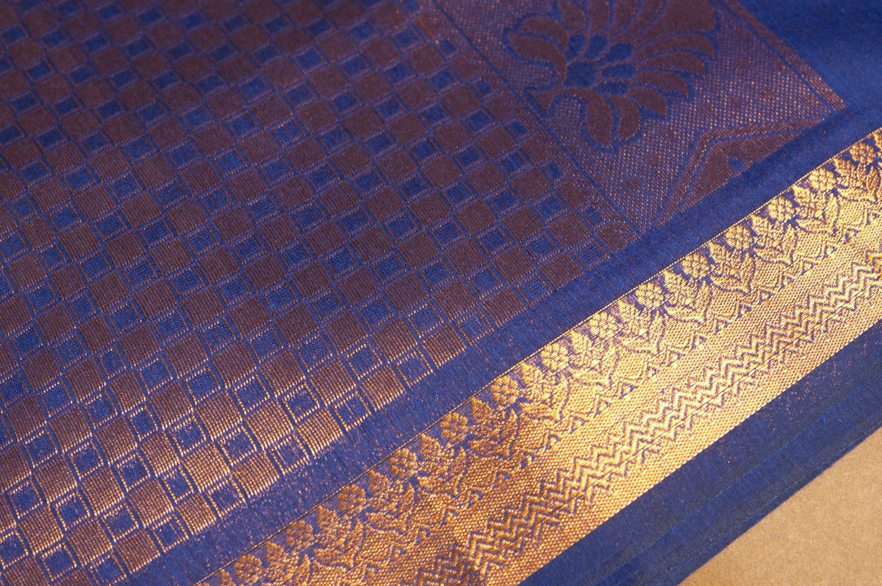 Navy Blue Kanchi Cotton Saree