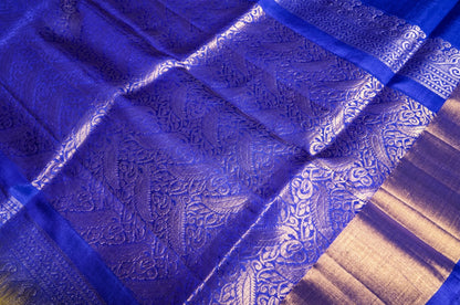 Yellow and Royal Blue Kanjivaram Pure Silk Saree