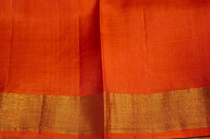 Blue and Orange Floral Kanjivaram Pure Silk Saree