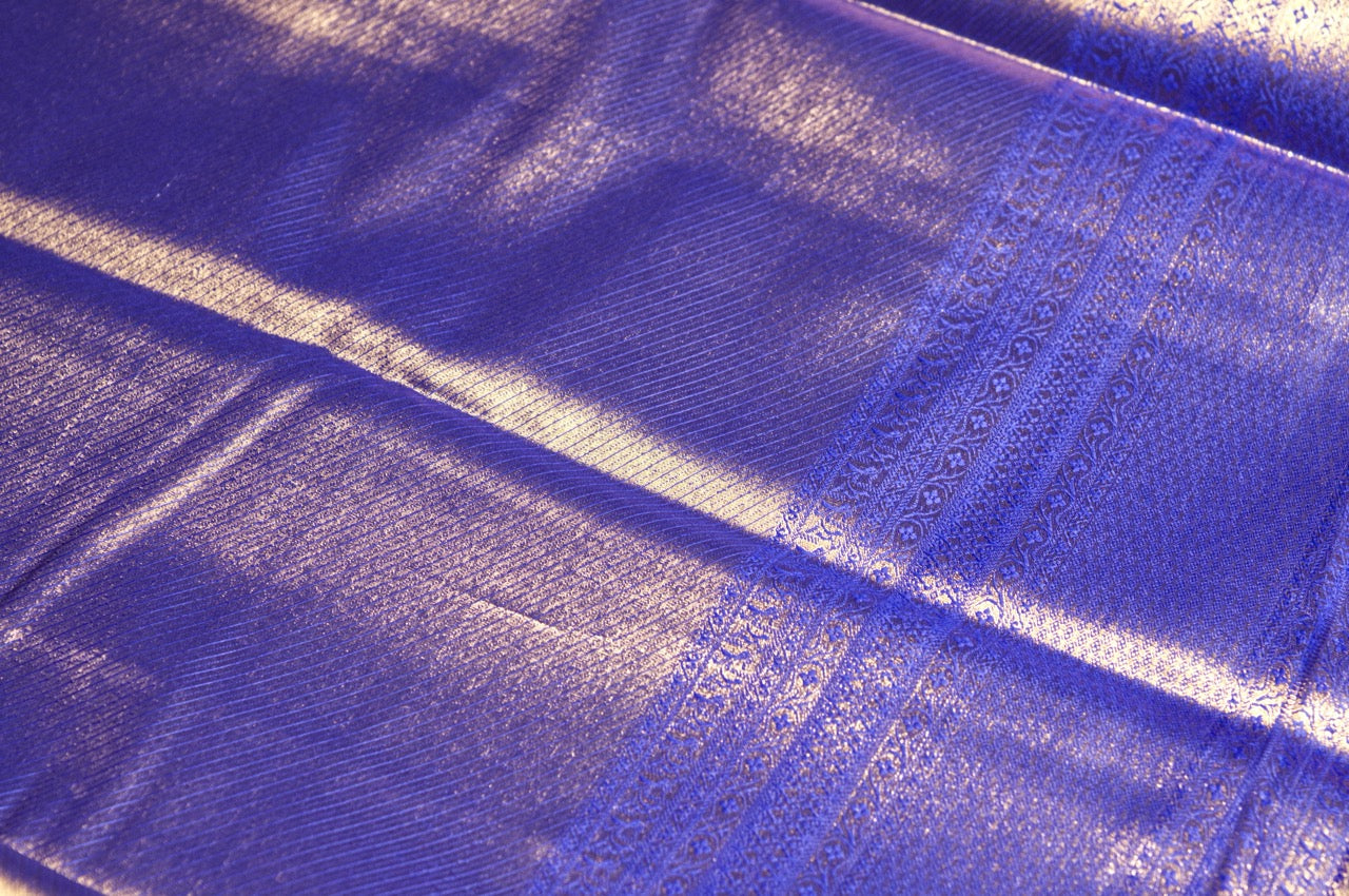 Purple and Gold Kanjivaram Handloom Tissue Silk Saree