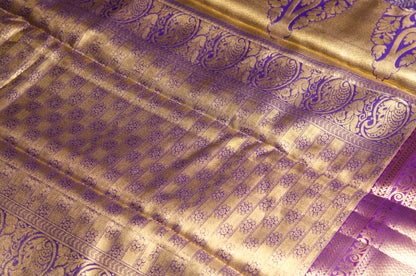 Purple and Gold Kanjivaram Zari Warp Designer Handloom Silk Saree