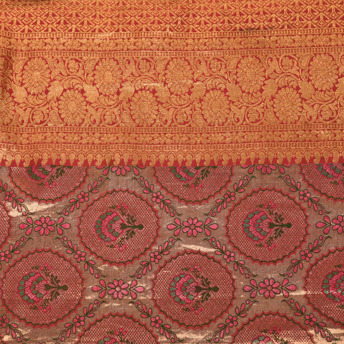 Floral Orange Pure Silk Kanjivaram Saree