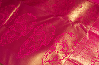 Purple and Rani Kanjivaram Semi Silk Saree