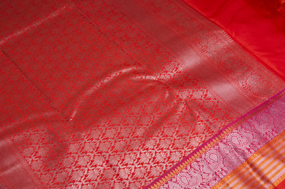 Purple and Orange Rani Kanjivaram Semi Silk Saree