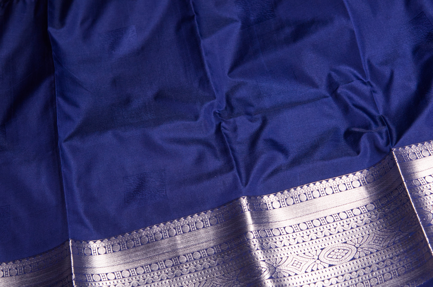 Red and Navy Blue with Silver Zari Kanjivaram Semi Silk Saree