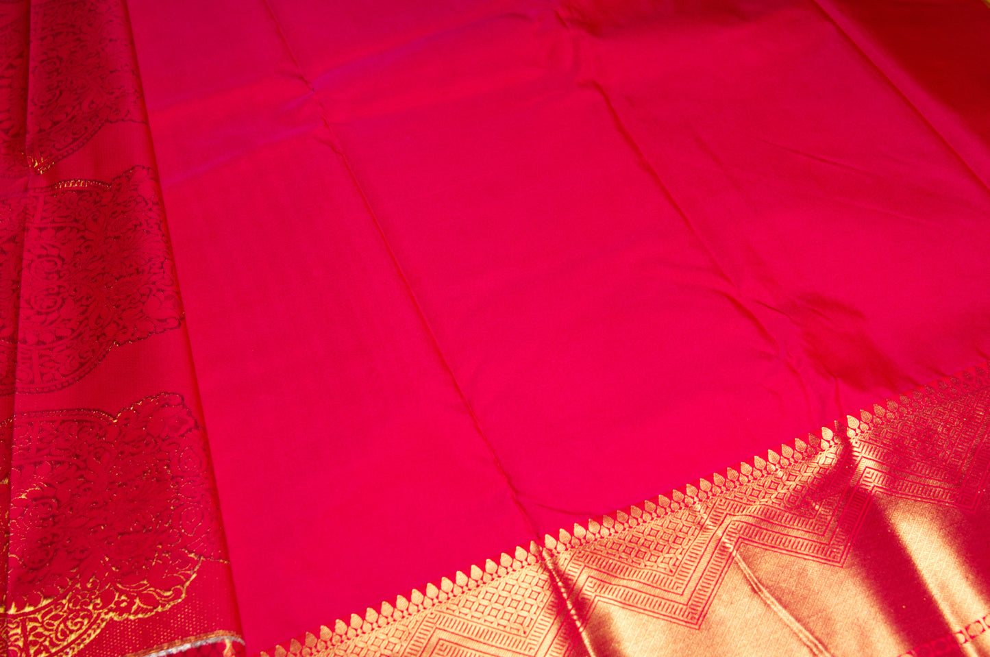 Yellow and Red Rani Kanjivaram Semi Silk Saree