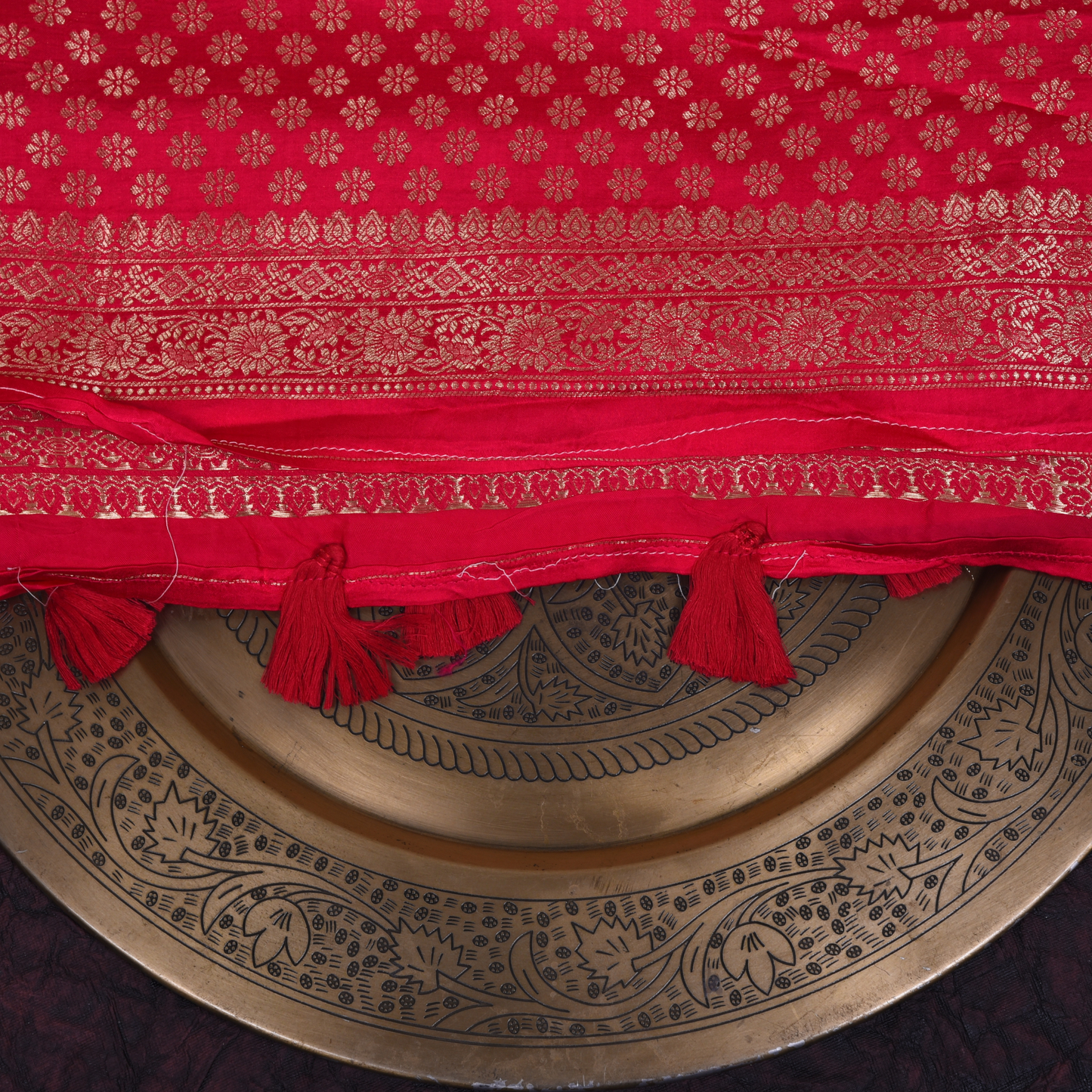 Light Red Satin Silk Saree