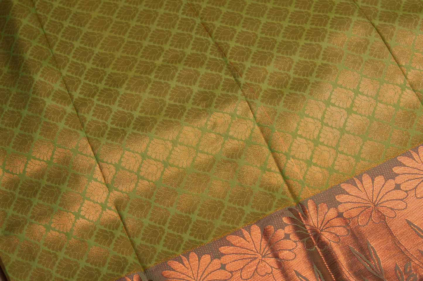 Green and Rani Copper Kanjivaram Semi Silk Saree