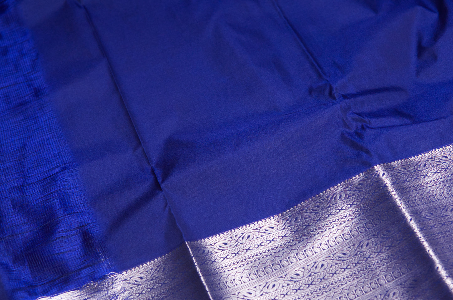 Pink and Blue with Silver Zari Kanjivaram Semi Silk Saree