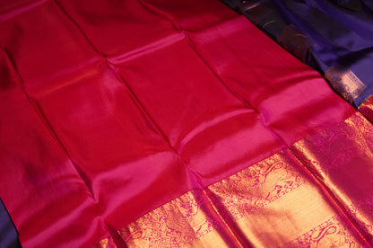 Purple and Hot Pink Rani Kanjivaram Pure Silk Saree