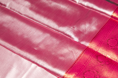 Grey and Hot Pink Rani Kanjivaram Zari Warp Designer Handloom Silk Saree