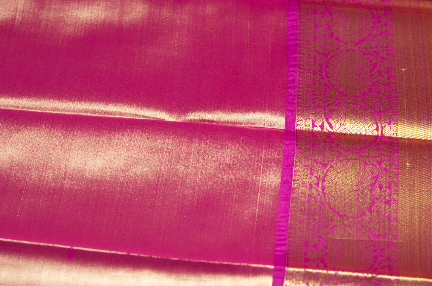 Pink and Rani Kanjivaram Zari Warp Designer Handloom Silk Saree