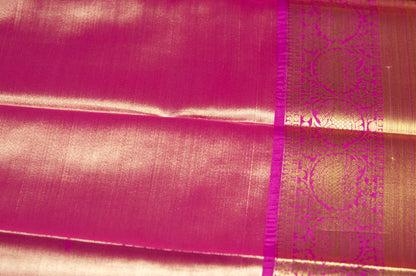 Pink and Rani Kanjivaram Zari Warp Designer Handloom Silk Saree