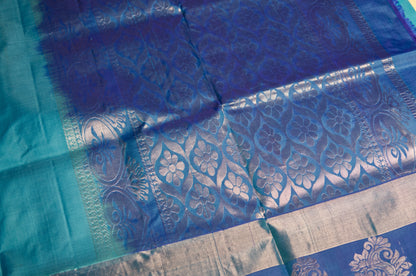 Two Tone Blue Kanjivaram Pure Silk Saree