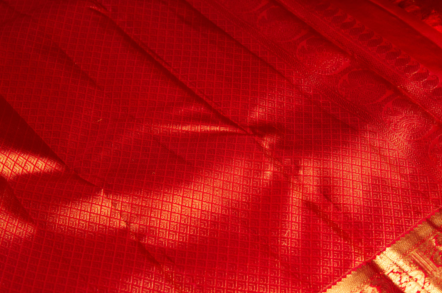 Orange and Red Kanjivaram Pure Silk Bridal Saree