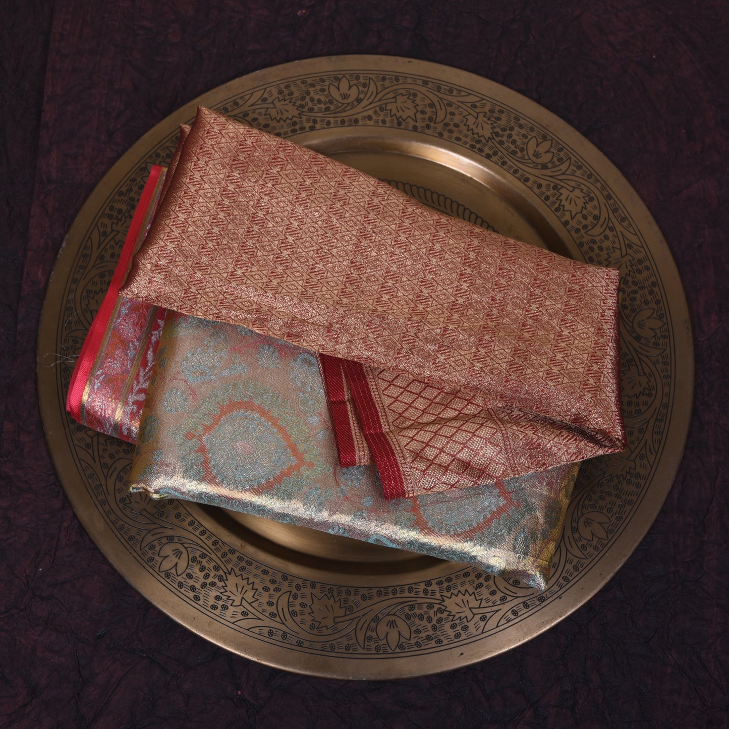 Pure Silk Floral Kanjivaram Saree with Gold and Silver Accents
