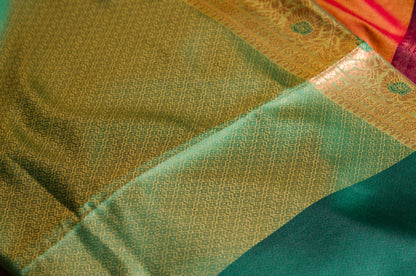 Green and Brown Kanjivaram Semi Silk Saree