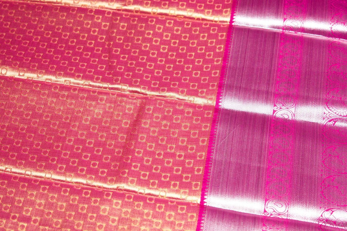 Pink Kanjivaram Zari Warp Designer Handloom Silk Saree