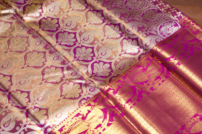 Deep Pink Kanjivaram Zari Warp Designer Handloom Silk Saree