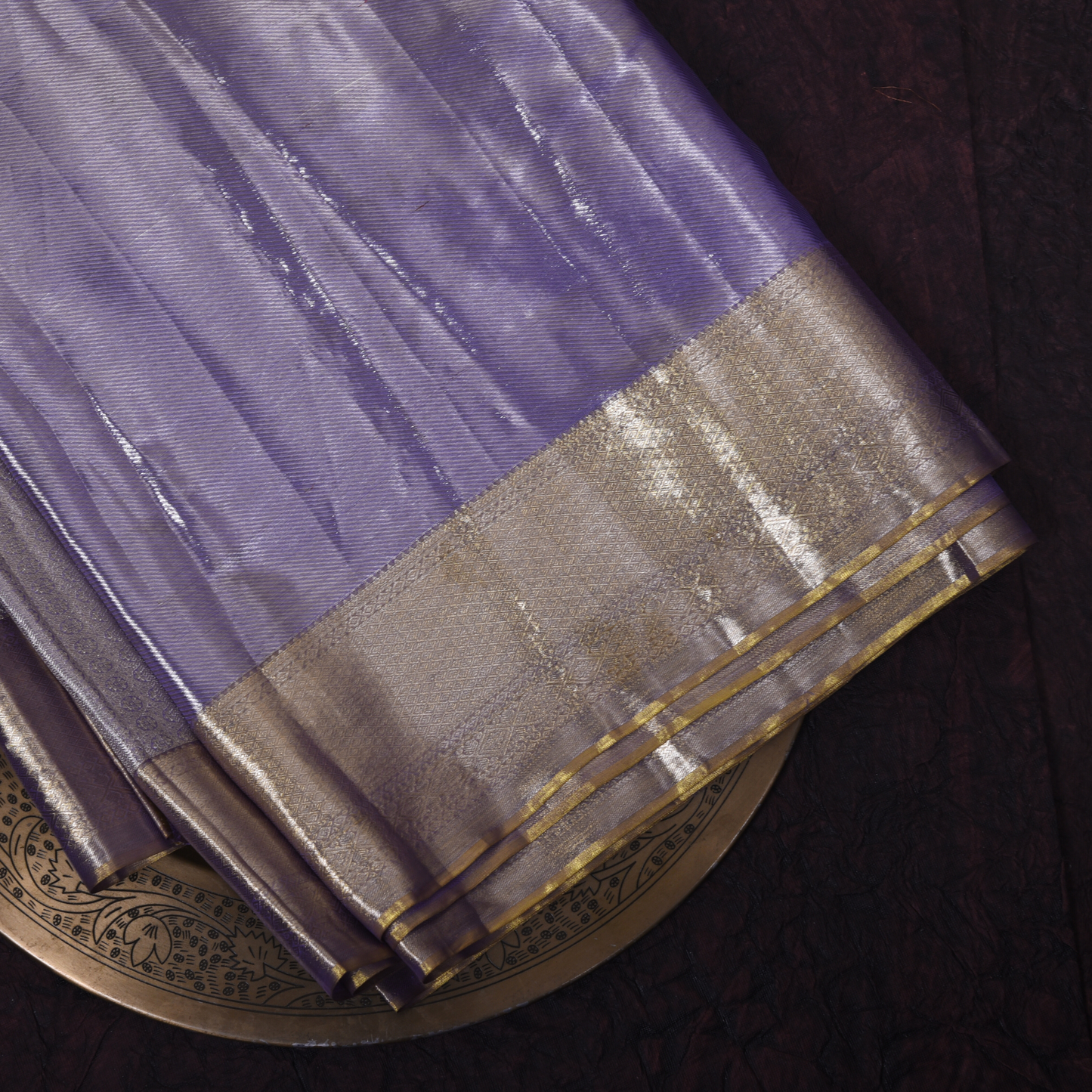 Pure Silk Purple Kanjivaram Saree with Gold Zari