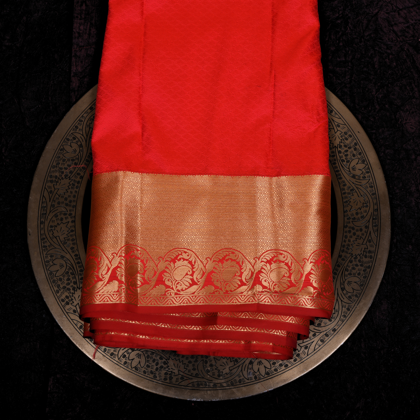 Orange Coral Kanjivaram Silk Saree